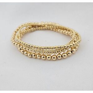 Set of Four: 18K Gold Beaded Stacking Bracelets S:8